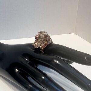 Large Dog‎ Head Multi-Colored Crystal Studded Stretch Statement Ring SO CUTE!